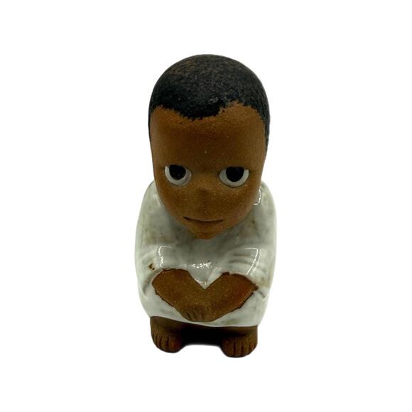 Vintage 1974 Lisa Larson Swedish “South” African Black Boy Stoneware Figurine